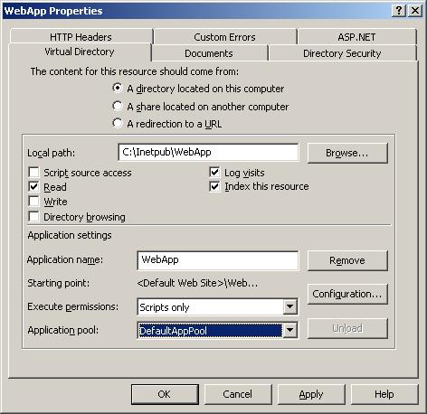 depuración de Visual Studio 2008 ubicada en iis 7